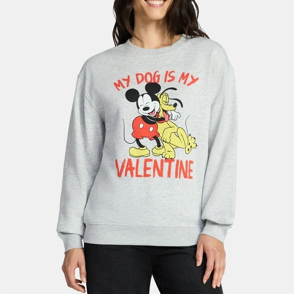 Disney Tops - Disney Mickey Mouse Women's My Dog Is My Valentine Graphic Sweatshirt
